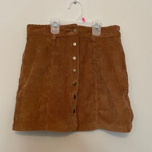 Brown Button Down Corduroy Skirt